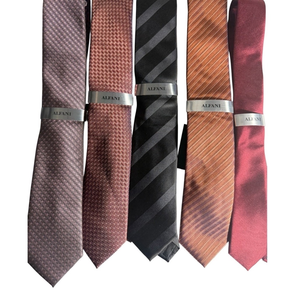 Alfani Necktie Mens Tie Modern Adult Designer Lot of 5 black red assorted color